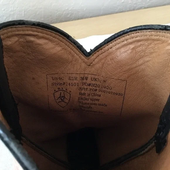 Ariat Heritage Roper Black 14501 Western Cowboy Boots 6C - Picture 7 of 12